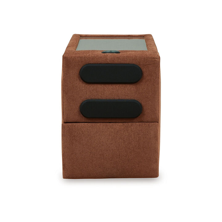 Meso Modular Console Side Table, Audio System, Spice Orange, 37 Inch