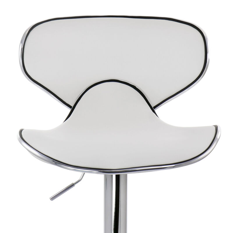 Elama 2 Piece Faux Leather Adjustable Bar Stool in White with Chrome Base image number 7