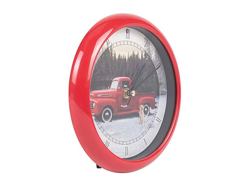 Red Ford Truck Christmas Carol Plays Wall Clock Home Decor image number 1