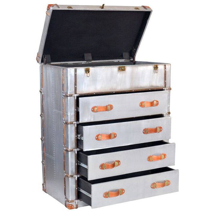 Pilot 4-Drawer Chest with Leather Accents