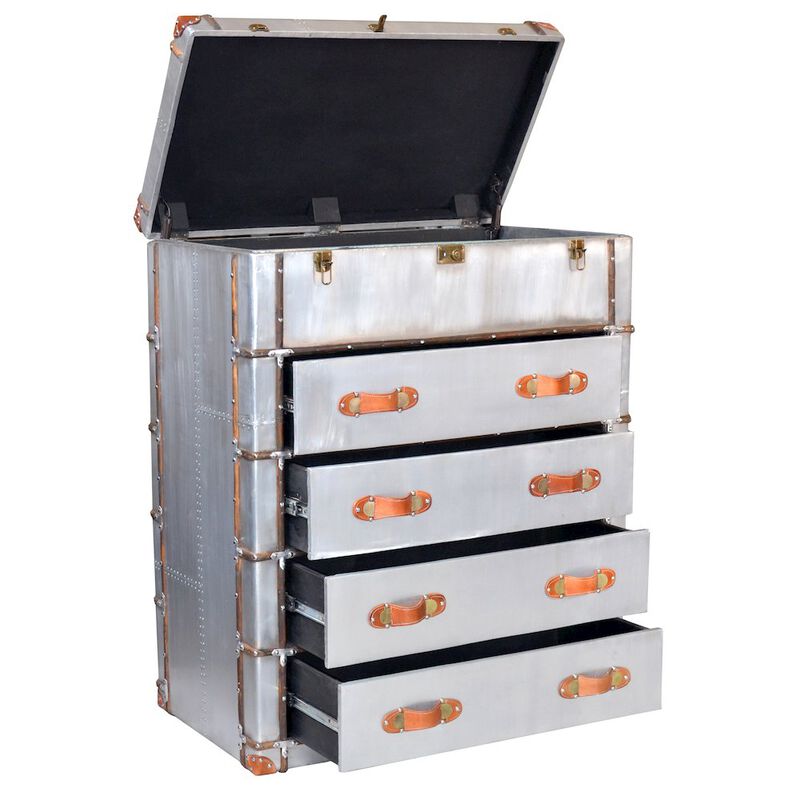 Pilot 4-Drawer Chest with Leather Accents