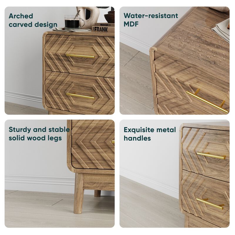 Donsma Mid‑Century Modern 2‑Drawer Nightstand image number 5