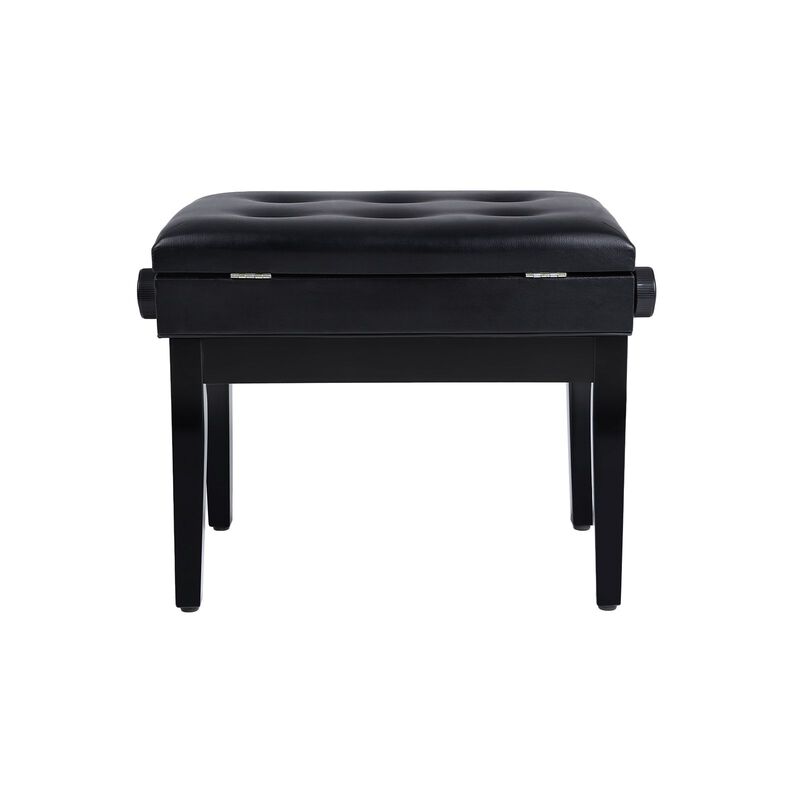 Adjustable Wooden Piano Bench Stool with Sheet Music Storage- Black