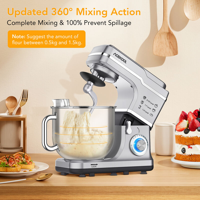 7.5QT Electric Stand Mixer,660W 10-Speed Kitchen Tilt-Head Food Mixer with Bowl for Bread Cake Salad image number 2
