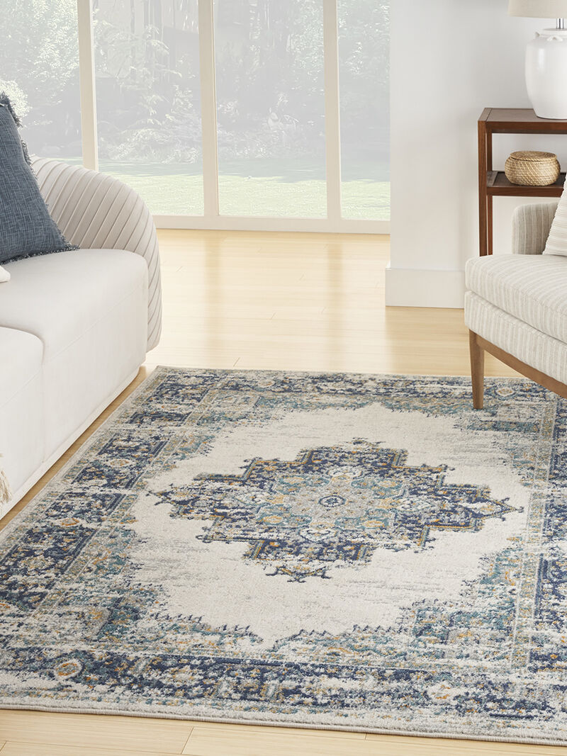 Passion PSN03 Ivory/Gray/Blue 5'3" x 7'3" Rug image number 6