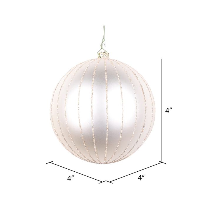 Vickerman 4" Oat Matte Glitter Ball Christmas Ornament. Includes 4 Pieces per Bag.