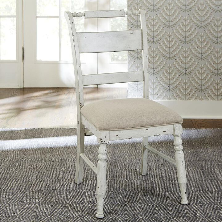 Liberty Furniture Whitney Slat Back Side Chair (RTA) in Antique Linen w/ Weathered Gray