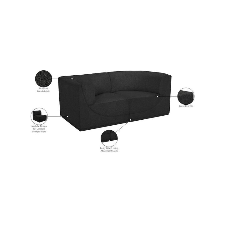 Meridian Furniture Ollie Black Boucle Fabric Modular Sofa