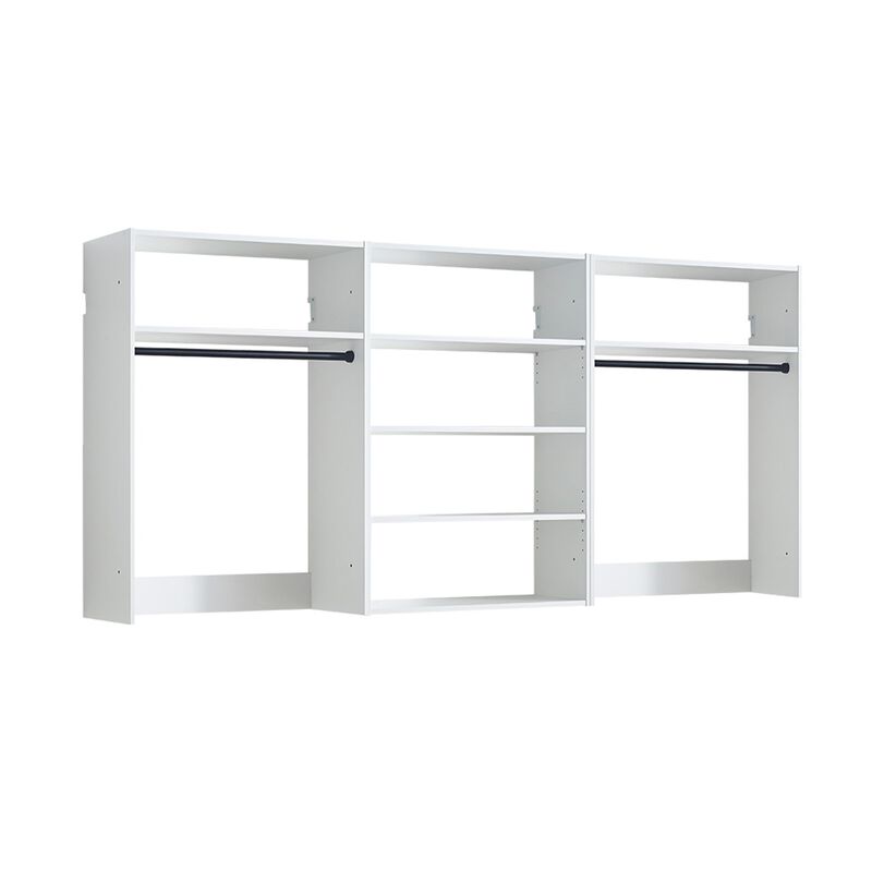 Vedz Walk in Closet w 2 Drawers, 6 Shelves, 2 Hanging Rods, White Wood