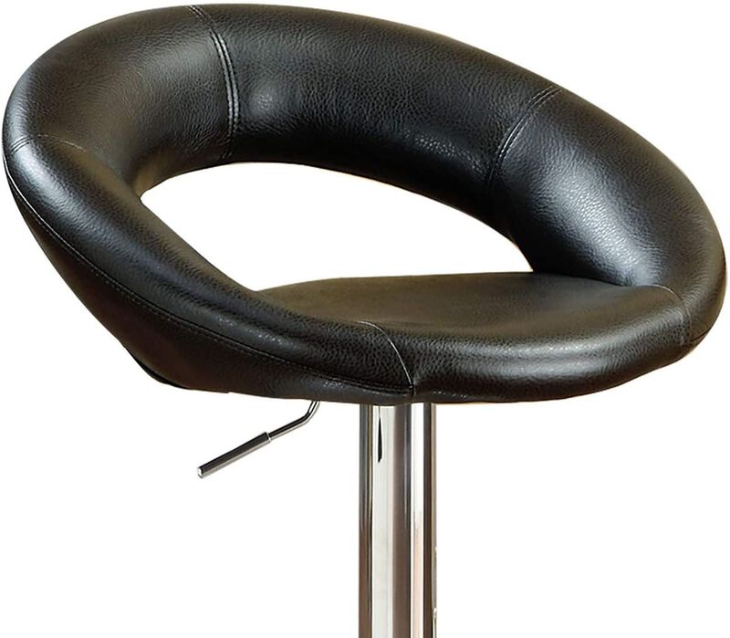 Streamdale Adjustable Height Swivel Chairs Set, Faux Leather, Chrome Base