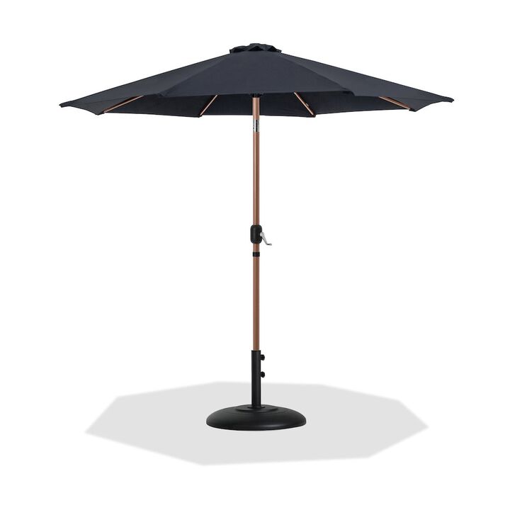 Meridian Furniture Fiji Black Fabric / Matte Black Aluminum Patio Umbrella with Base Sets