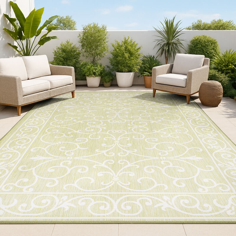 Charleston Vintage Filigree Textured Weave Indoor/Outdoor Area Rug