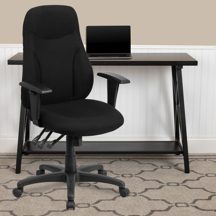 Hughes High Back Fabric Multifunction Swivel Ergonomic Task Office Chair with Adjustable Arms