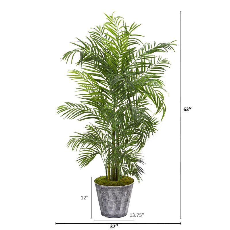 HomPlanti 63 Inches Areca Palm Artificial Tree in Decorative Planter UV Resistant (Indoor/Outdoor)