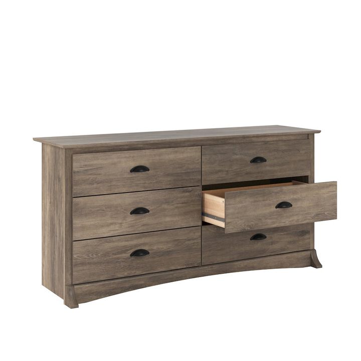 Prepac Salt Spring 6-Drawer Dresser in Drifted Gray