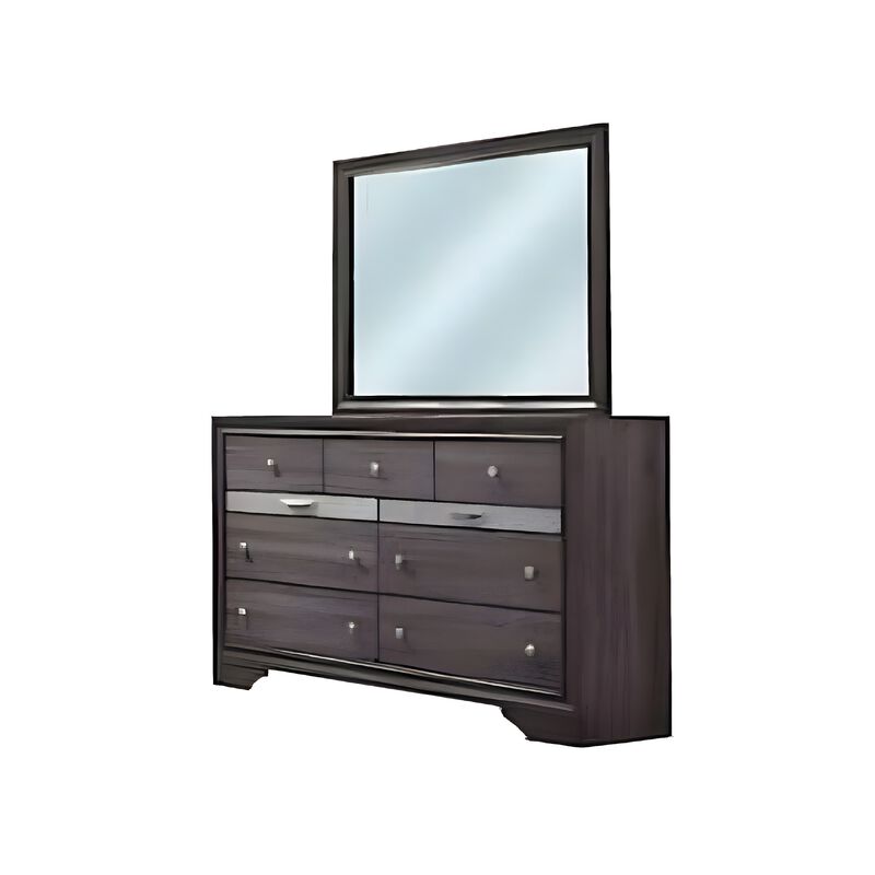 Cevy 4pc Queen Bedroom Set with Dresser, Silver Accents, Gray Wood image number 3