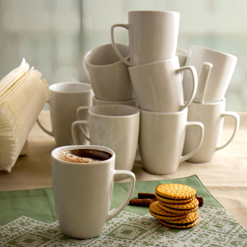 Elama Riley 12 Piece 12 Ounce Porcelain Mug Set in White