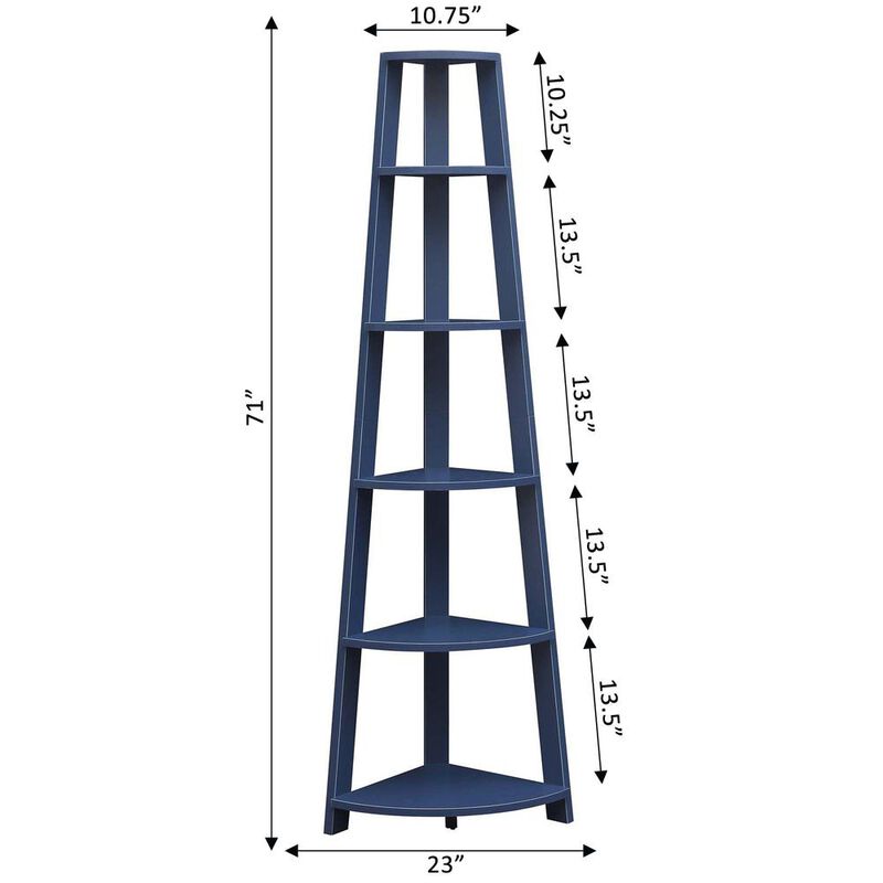 Convenience Concepts Newport 5 Tier Corner Bookshelf Cobalt Blue