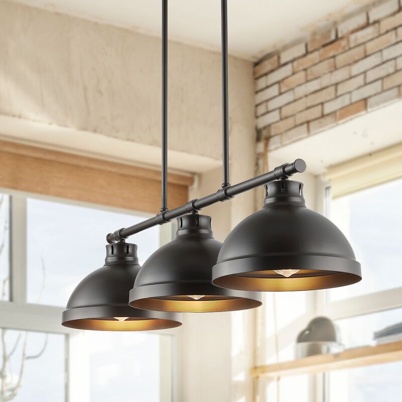 Asher 3-Light Industrial Farmhouse Iron Linear LED Pendant