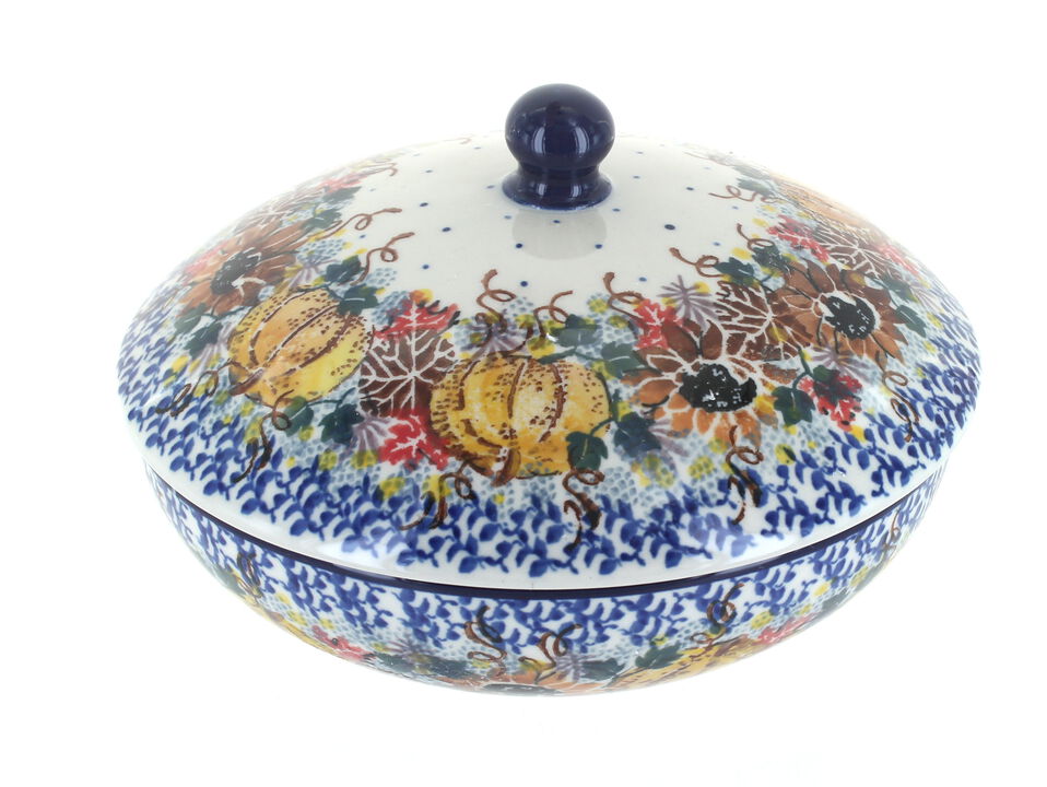 Blue Rose Polish Pottery Tulip Bouquet Covered Bowl