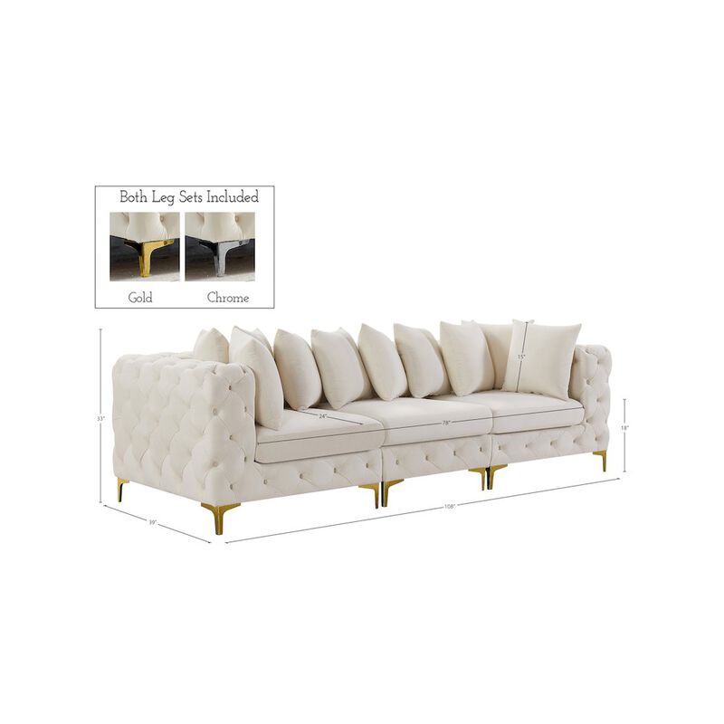Meridian Furniture Tremblay Cream Velvet Modular Sofa