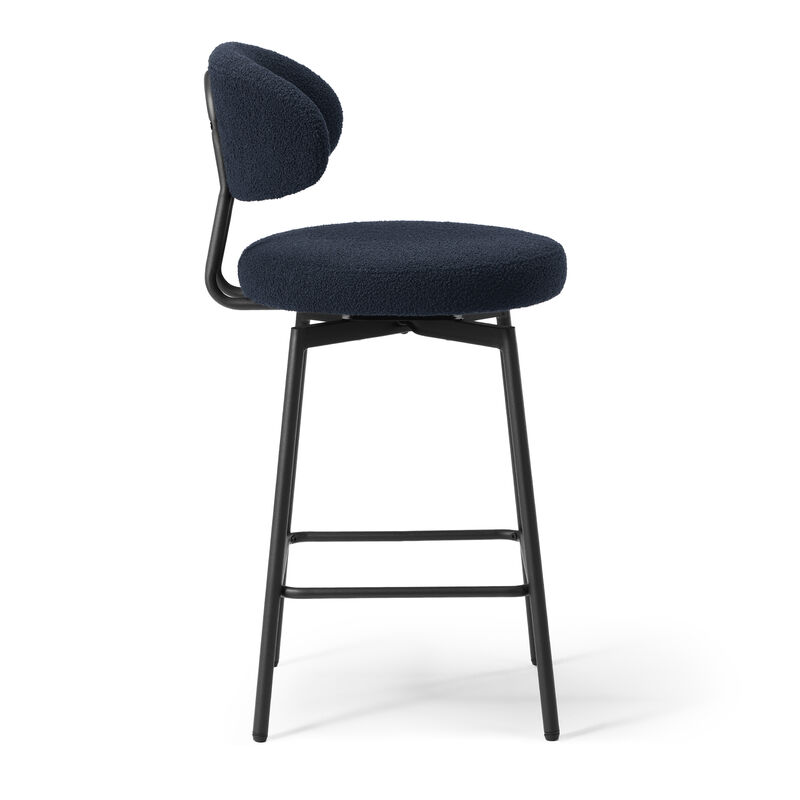 WestinTrends Modern Upholstered Sherpa Fabric Counter Height Bar Stools with Back (Set of 2) image number 3