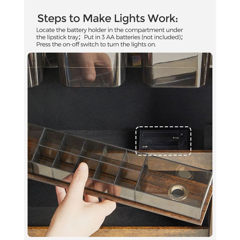 Freestanding Jewelry Armoire Organizer with LED Mirror &ndash; Lockable Storage Cabinet with Drawers, Hooks & Shelves for Bedroom