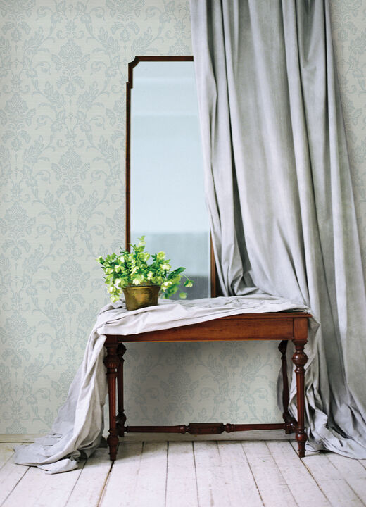 Antonella Light Blue Scroll Wallpaper (Set of 2)