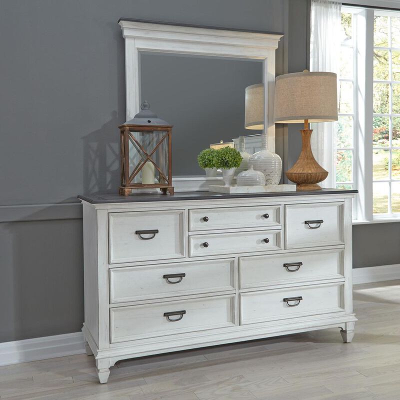 Liberty Furniture Allyson Park 8 Drawer Dresser in Wirebrushed White w/ Charcoal Top image number 4