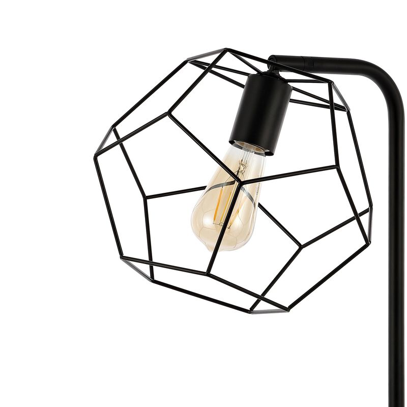 Penta 23.5" Industrial Farmhouse Head-Adjustable Iron LED Task Lamp with USB Charging Port, Black