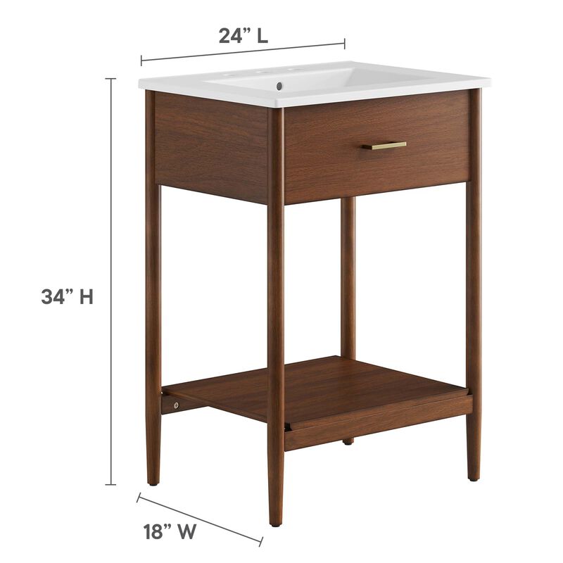 Modway EEI-6660-WAL-WHI Zaire 24" Bathroom Vanity, Walnut White image number 2