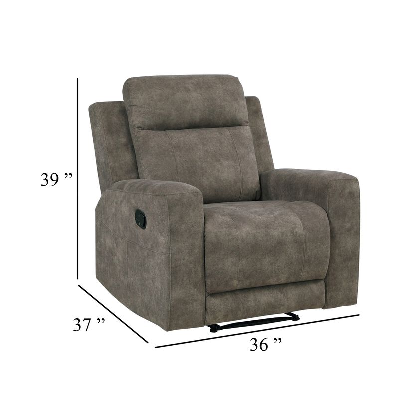 Diti Manual Pull Tab Reclining Chair, Brown Stain Resistant Microfiber image number 5