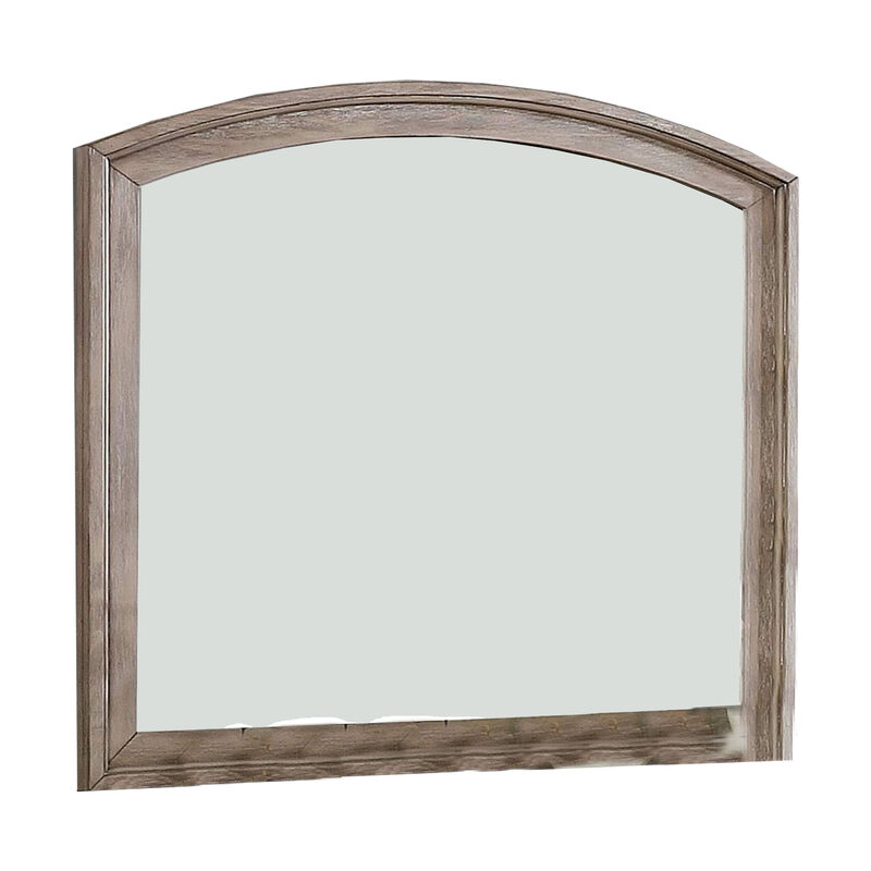 Mirror with Curved Top Frame and Weathered Look, Gray - Benzara
