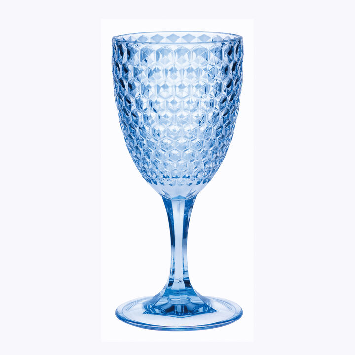 HomeRoots Set of Four Diamond Acrylic Stemmed All Purpose Wine Glass