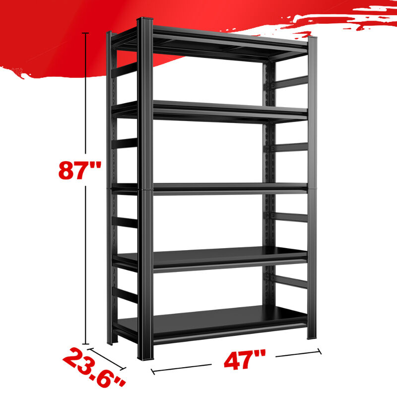 Heavy-Duty 5-Layer Adjustable Metal Storage Rack for Garage, Tool Room, or Shop