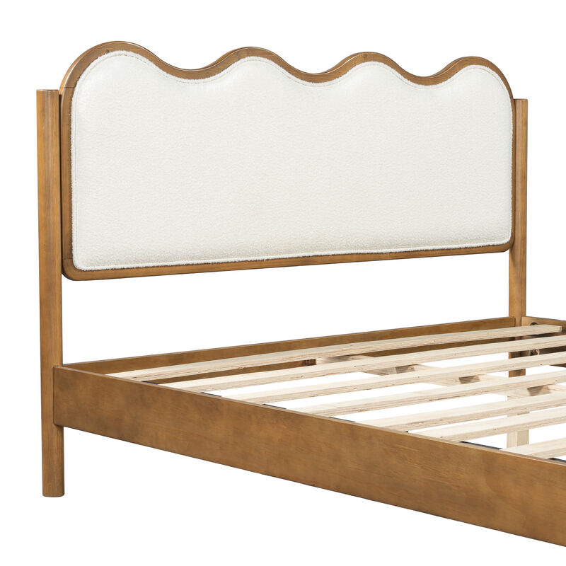 Christopher Knight Home Priscilla Modern Bed Frame with Boucle Upholstered  Wavy Headboard image number 6