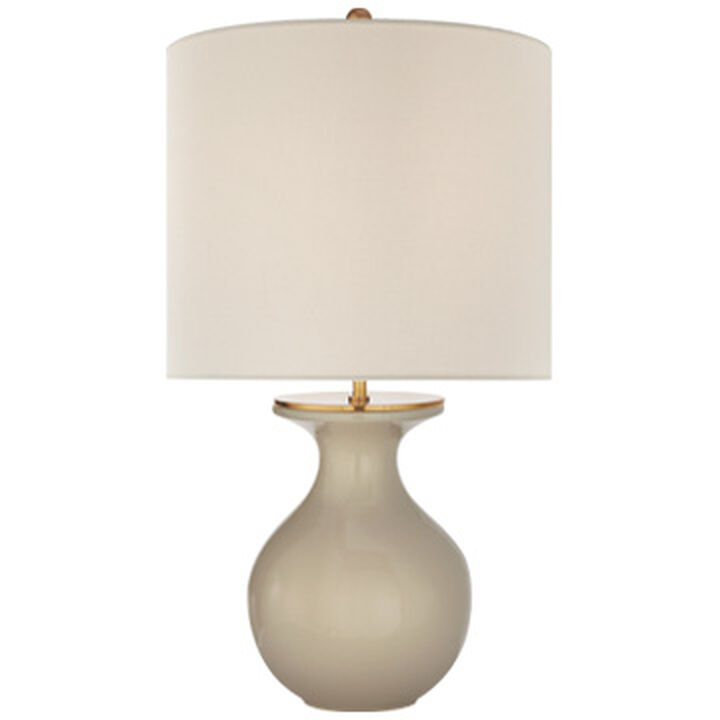 Albie Small Desk Lamp in Dove Grey with Cream Linen Shade