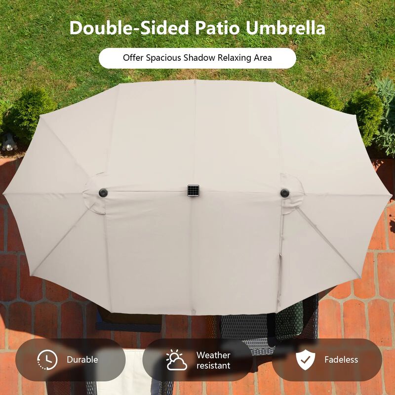 Mondawe 15 Feet Double-Sided Patio Umbrella with 48 LED Lights image number 5