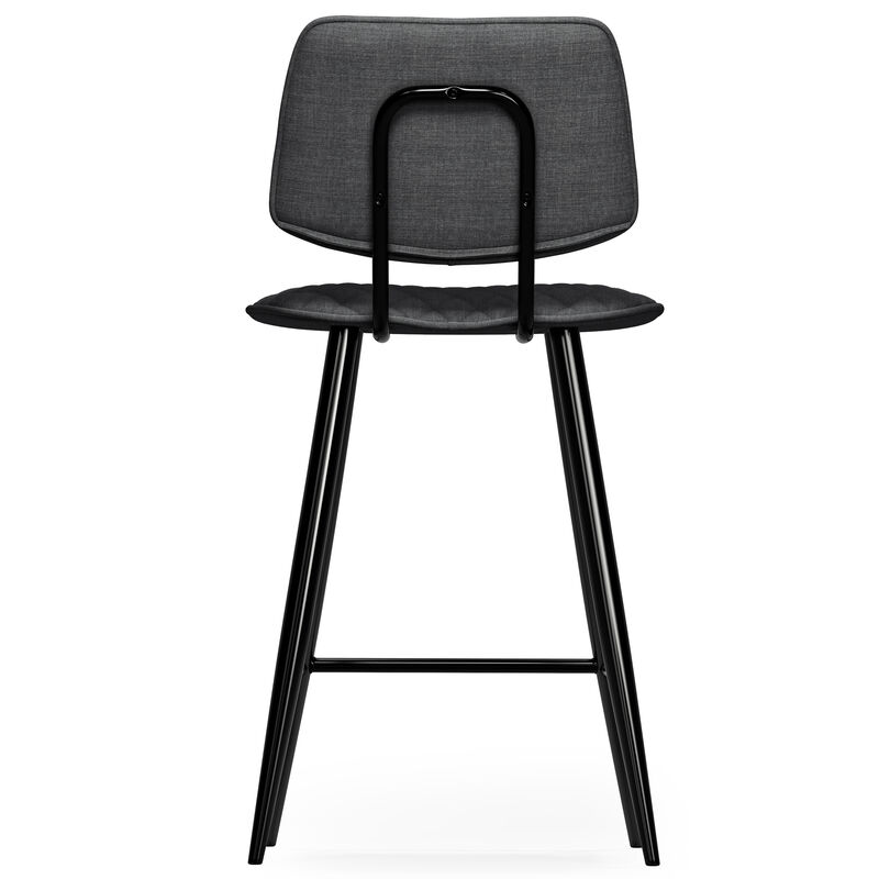 Raya Contemporary 16 inch Counter Height Stool (Set of 2) in Charcoal Polyester linen fabric