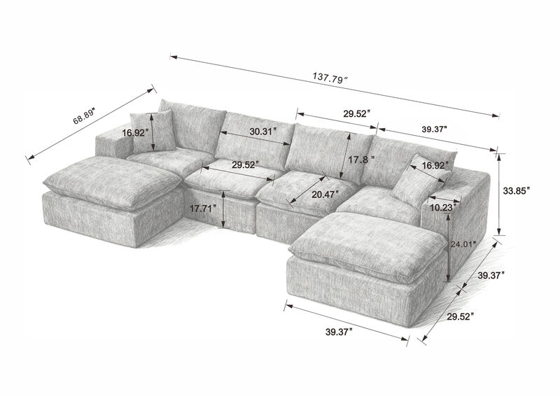 Cukruf Modern Chenille cloud sofa image number 7