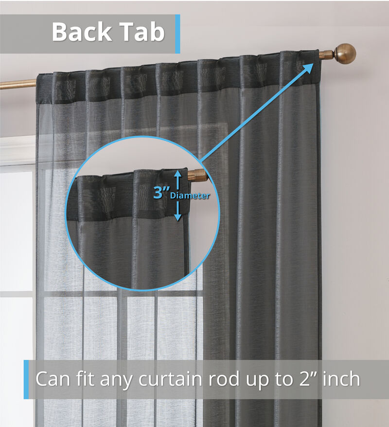 THD Scarlett Semi Sheer Light Filtering Transparent Pocket Top & Back Tab Lightweight Window Curtains Drapery Panels for Bedroom, Dining Room & Living Room, 2 Panels