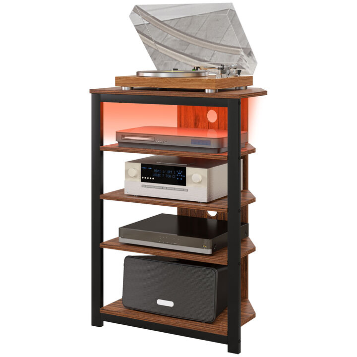 Hivvago Entertainment Center with LED Lighting and Storage