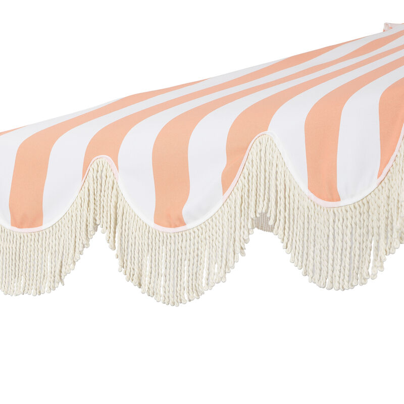 Beverly Designer Classic Scalloped Fringe Half Market Patio Umbrella with Crank, Push Button Tilt and UV Protection