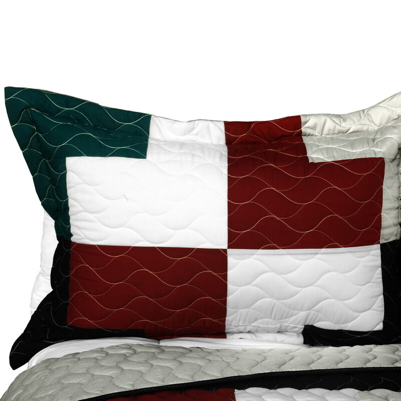 Cheerful Kissing Fish Quilted Patchwork Quilt Set 3PC Queen Size Cozy Bedding image number 4