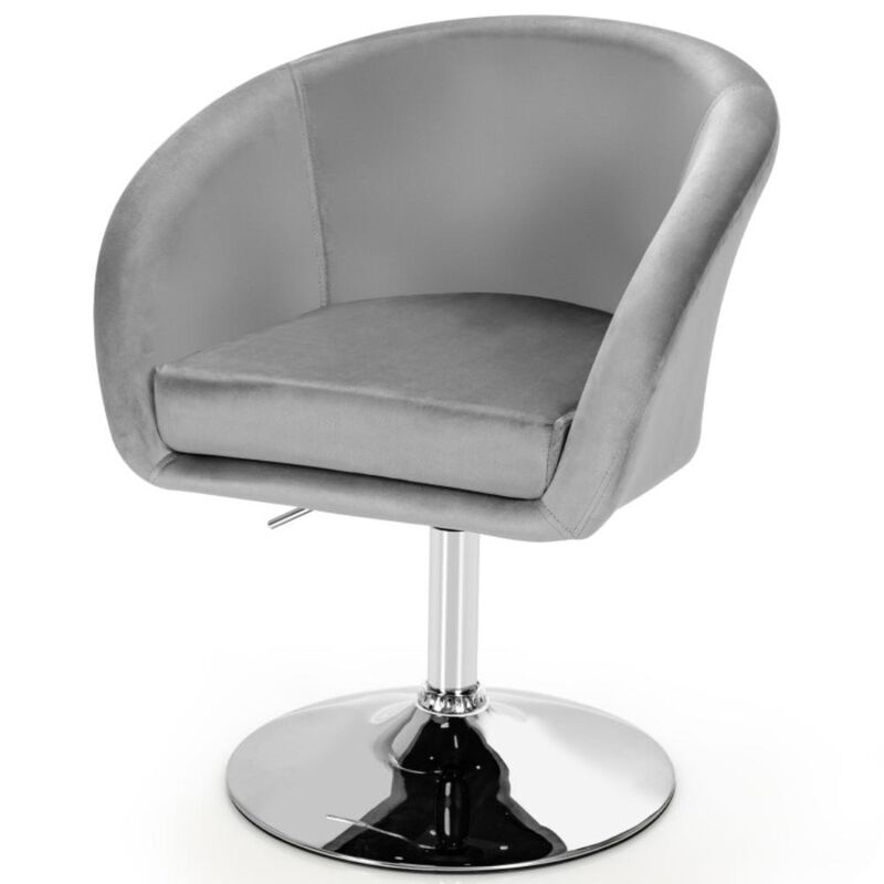 Hivvago 360 Degree Swivel Makeup Stool Accent Chair with Round Back and Metal Base