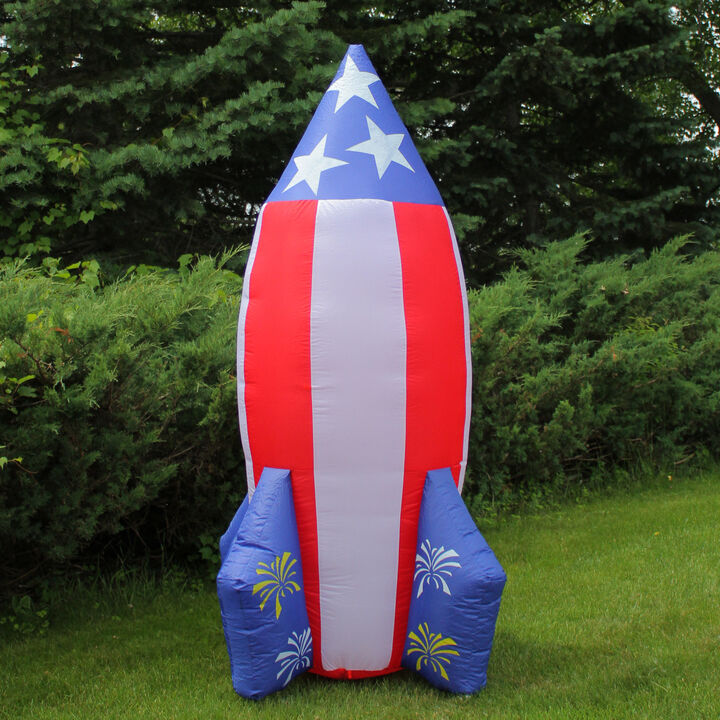8' Inflatable LED Lighted 4th of July Americana Rocket Outdoor Yard Decoration