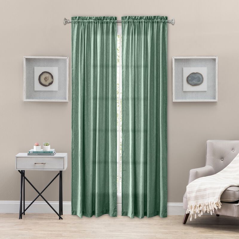 Ellis Curtain Portland Crushed Taffeta Rod Pocket Tailored Panel - 48"x63", Spa