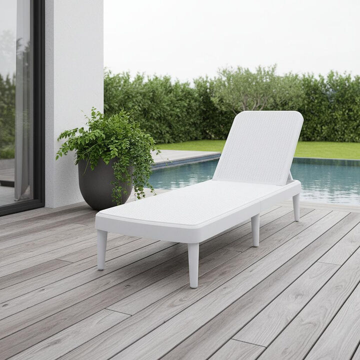 HomeRoots Heavy Duty Plastic Outdoor Stacking Chaise Lounge
