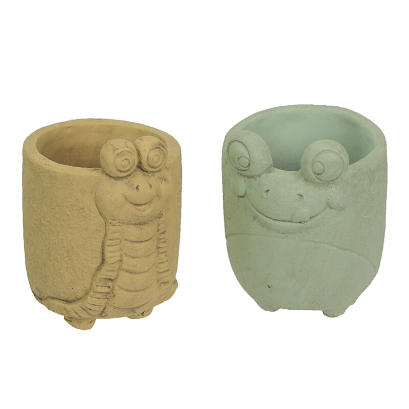 Set of 2 Snail & Frog Resin Planters Indoor Outdoor Cute Succulent Flower Pots image number 0