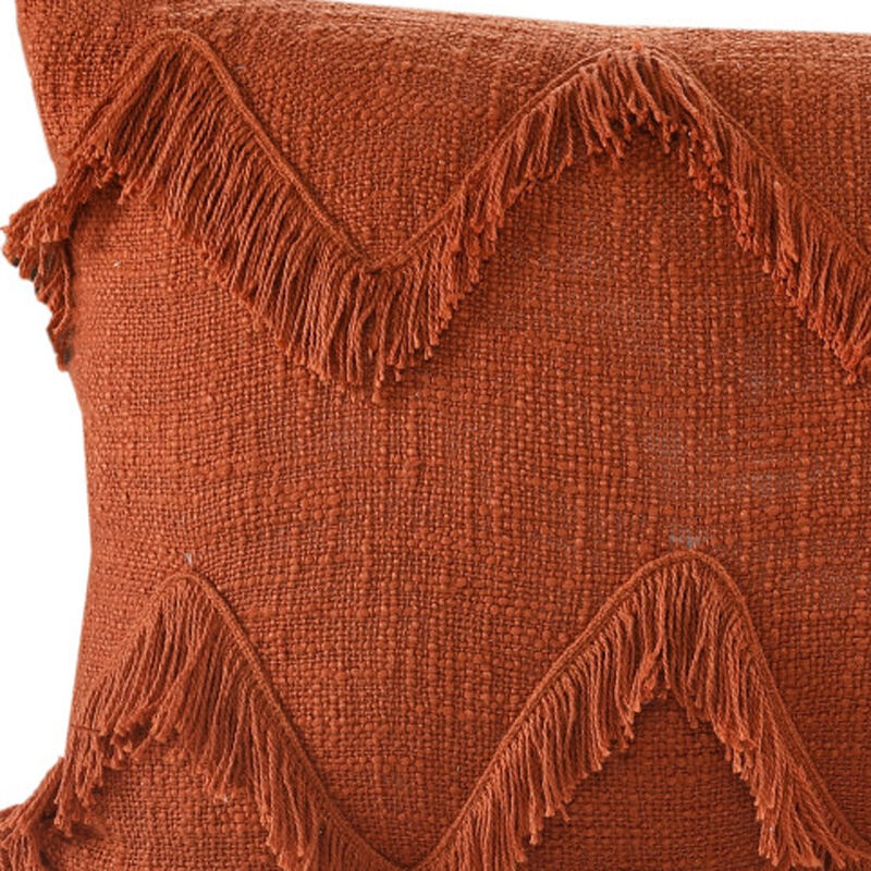 HomeRoots 14" X 20" Cinnamon Chevron Cotton Lumbar Throw Pillow With Texture image number 2